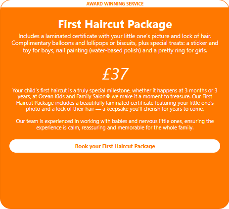 Ocean Kids and Family Salon® First Haircut Package