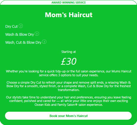 Ocean Kids and Family Salon® Mom's Haircut