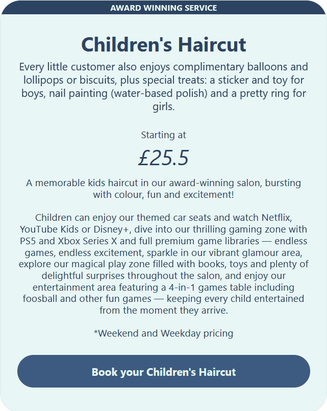 Ocean Kids and Family Salon® Children's Haircut
